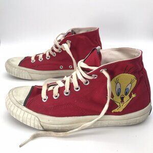 Vintage Keds Womens Tweety Bird Shoes 8.5 Hightop Red Canvas Looney Tunes 1993